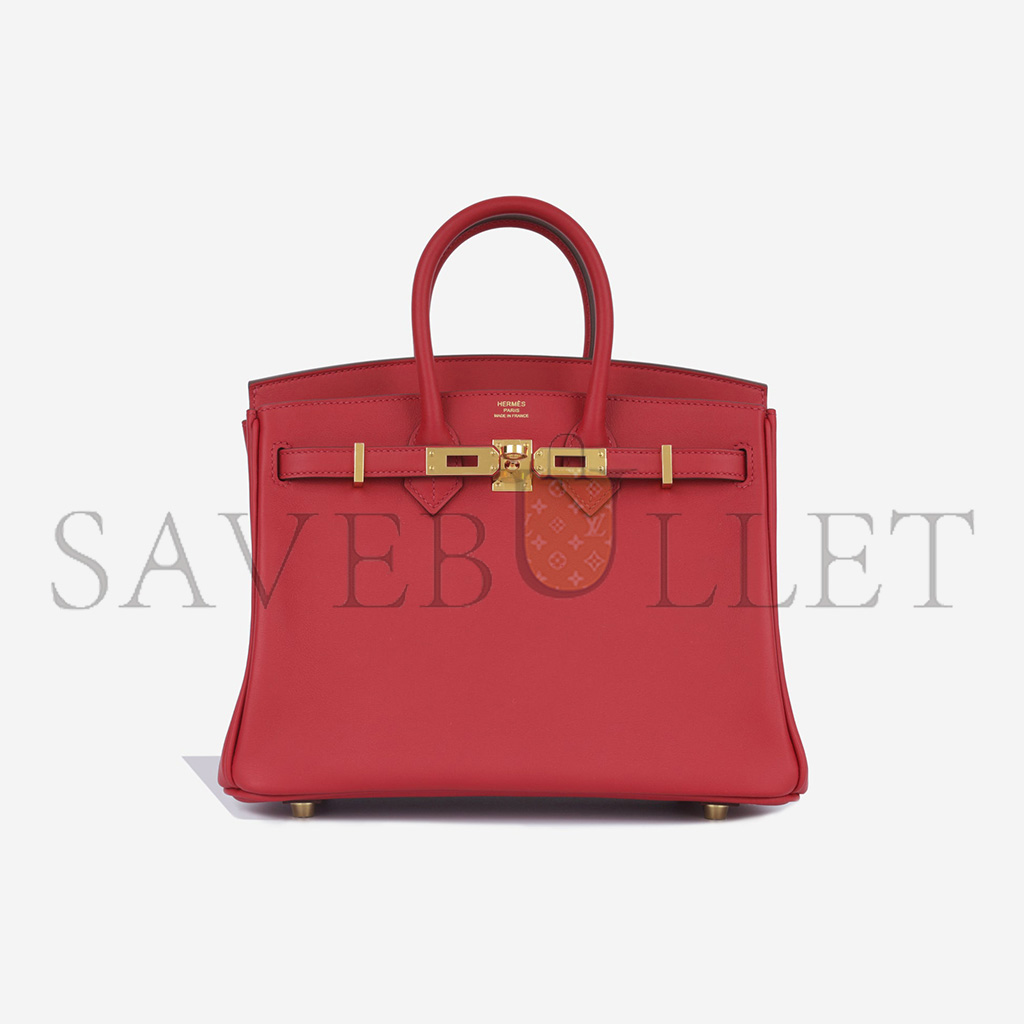 H**mes master birkin 25 swift leather flag red gold buckle h049362ck12 (25*20*13cm)
